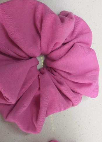 Pembe Penye Kumaş Lastikli Saç Tokası - Görsel 3