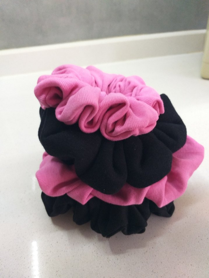 Pembe Penye Kumaş Lastikli Saç Tokası - Görsel 4