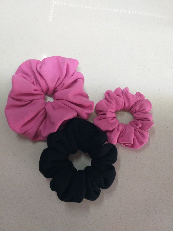 Pembe Penye Kumaş Lastikli Saç Tokası - Görsel 5