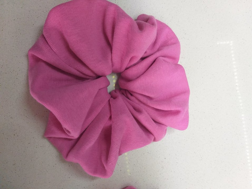 Pembe Penye Kumaş Lastikli Saç Tokası - Görsel 3