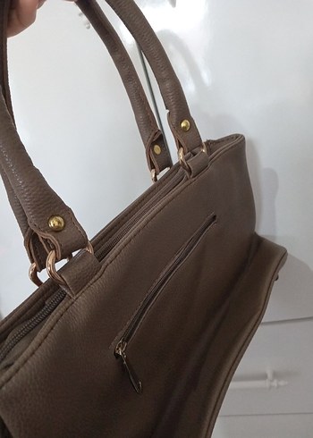 Tokalı Kahverengi Deri Kadın Çanta - Görsel 2