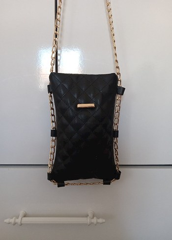 Zincir Detaylı Siyah Deri Çanta - Görsel 2