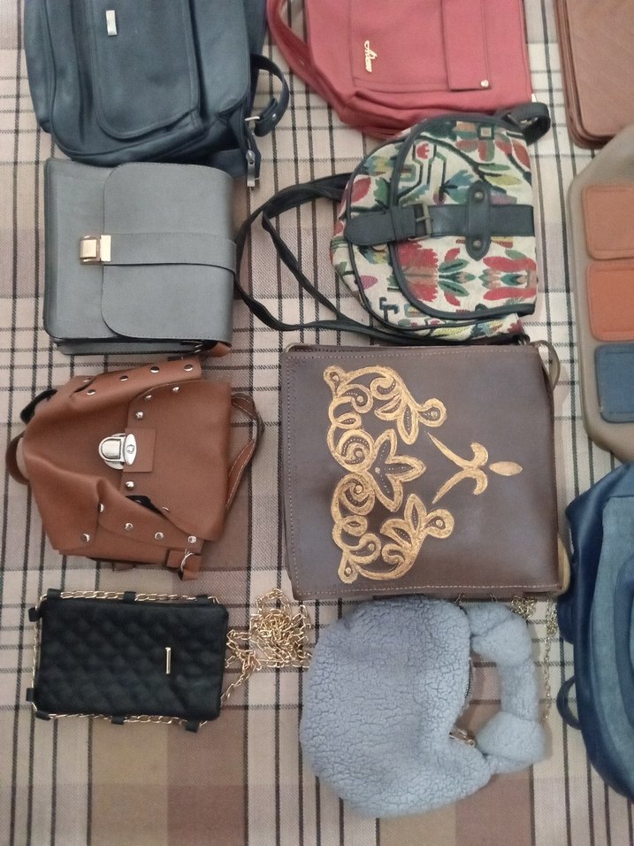 Desenli Bohem Çok Renkli Kadın Deri Çanta - Görsel 5