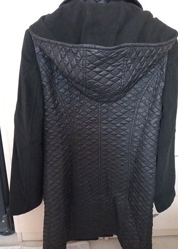 Düğmeli Siyah Midi Kadın kaşe kaban - Görsel 3