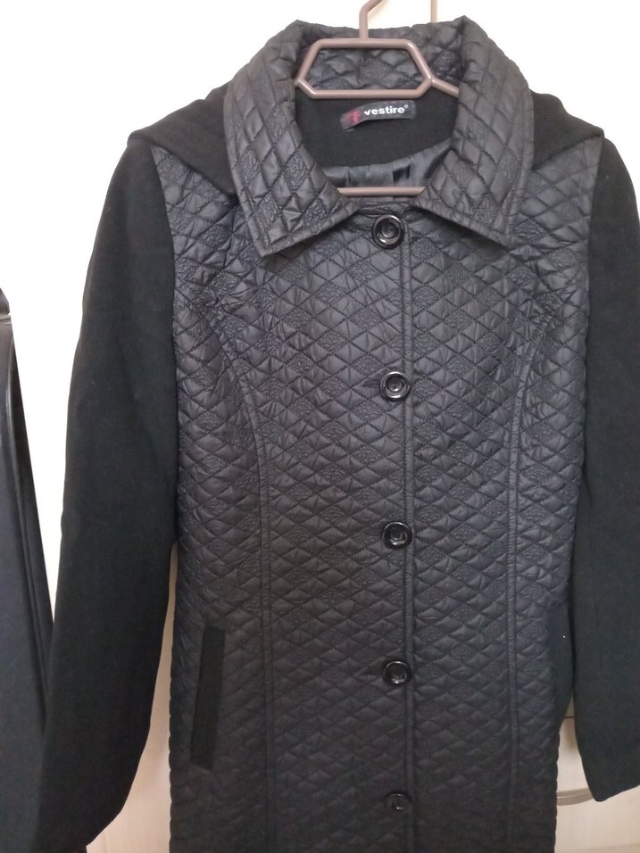 Düğmeli Siyah Midi Kadın kaşe kaban - Görsel 2