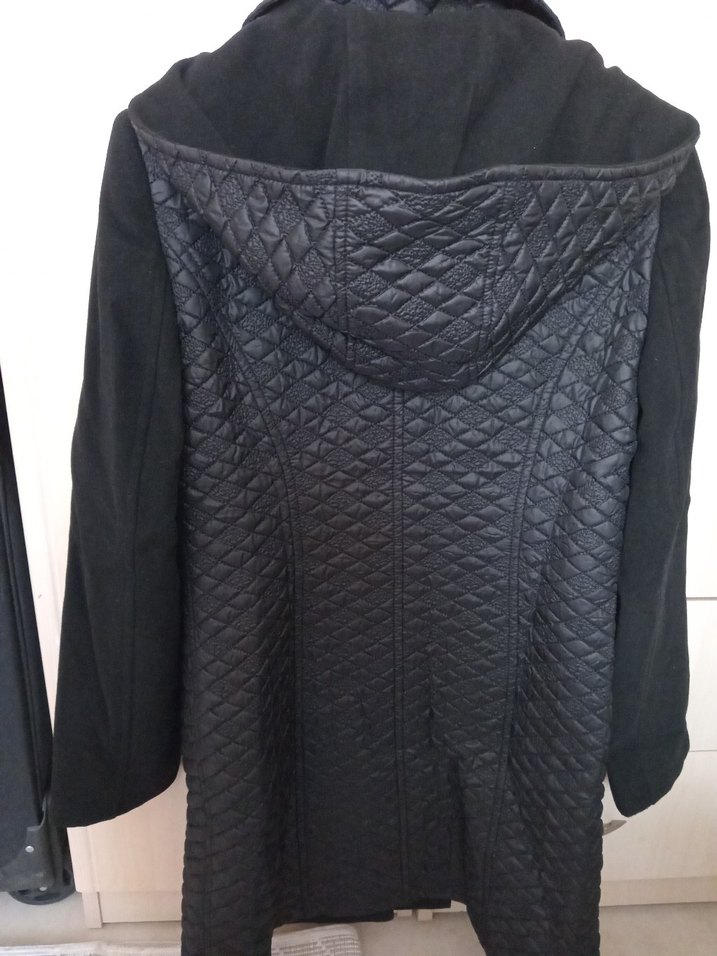 Düğmeli Siyah Midi Kadın kaşe kaban - Görsel 3