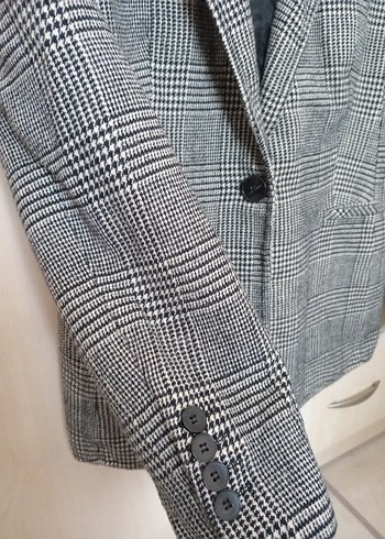 Düğmeli Gri Kadın Blazer Ceket - Görsel 2