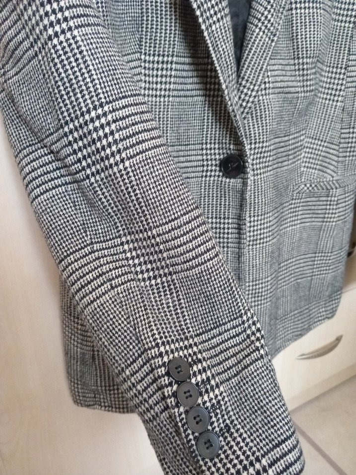 Düğmeli Gri Kadın Blazer Ceket - Görsel 2