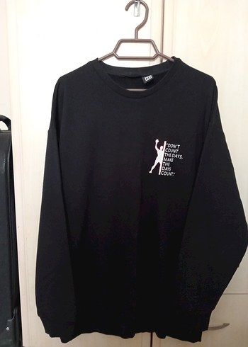 Siyah Baskılı Uzun Kollu Oversize Sweatshirt - Görsel 2