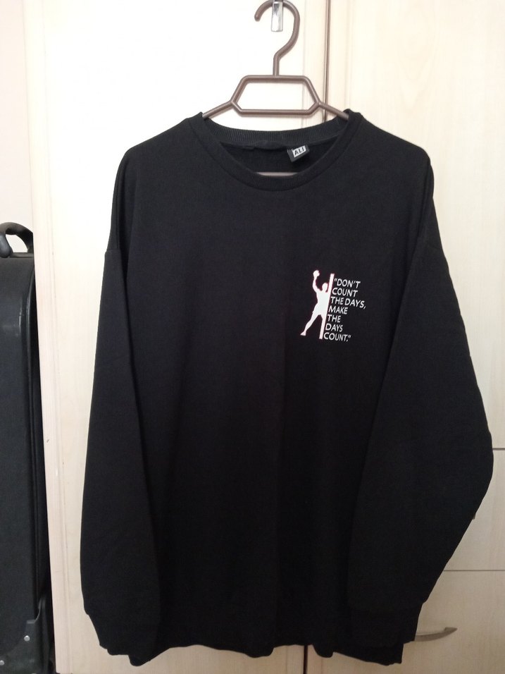 Siyah Baskılı Uzun Kollu Oversize Sweatshirt - Görsel 2