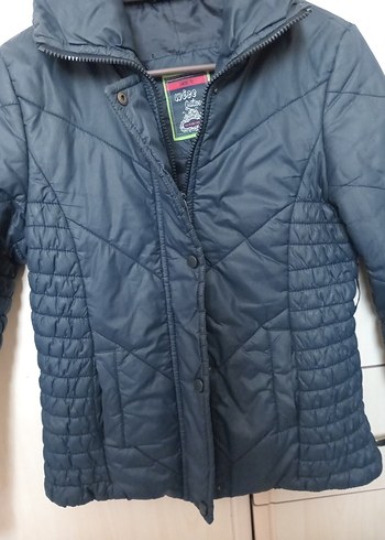 Düğmeli Lacivert Kadın Mont - Görsel 2