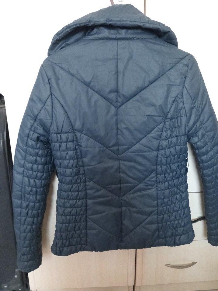 Düğmeli Lacivert Kadın Mont - Görsel 4