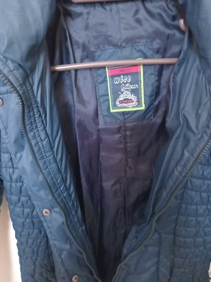 Düğmeli Lacivert Kadın Mont - Görsel 3