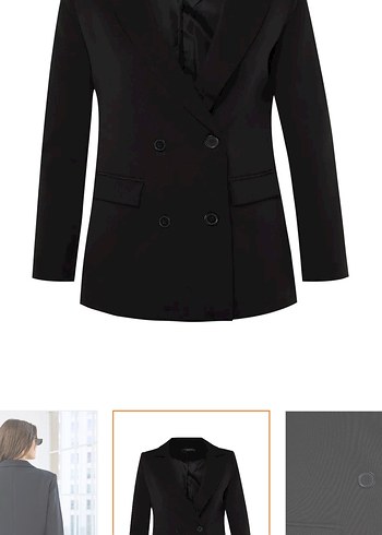 Düğmeli Siyah Kadın Blazer Ceket - Görsel 3