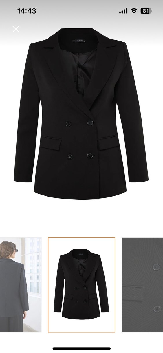 Düğmeli Siyah Kadın Blazer Ceket - Görsel 3