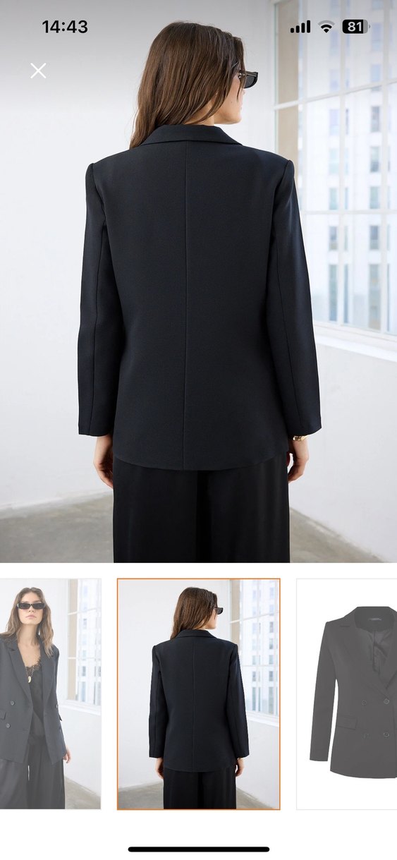 Düğmeli Siyah Kadın Blazer Ceket - Görsel 4