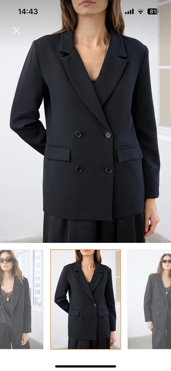 Düğmeli Siyah Kadın Blazer Ceket - Görsel 2