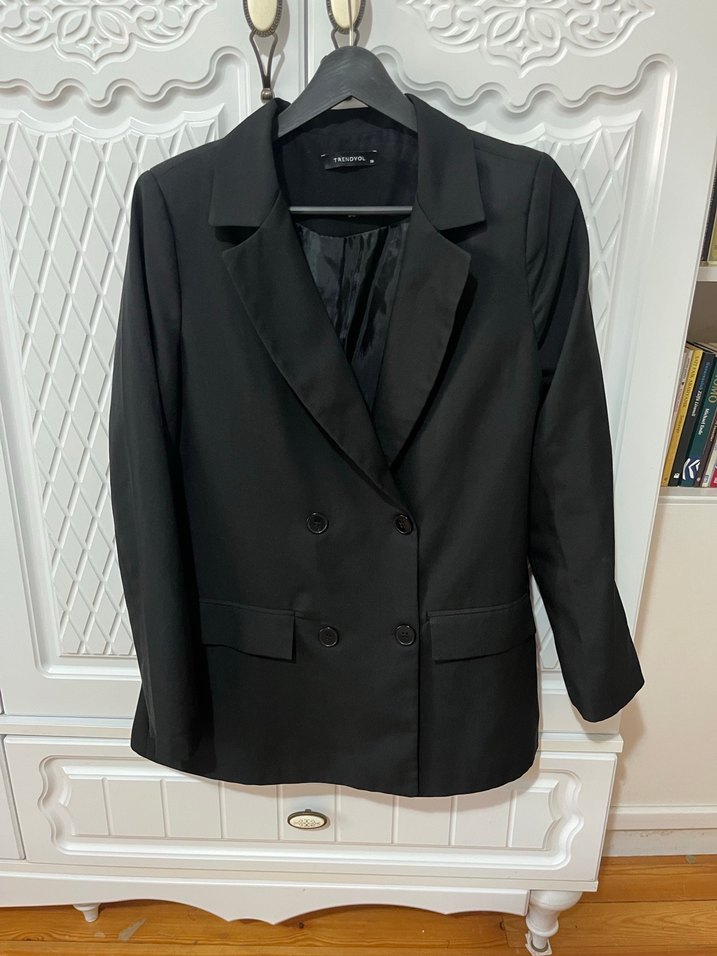 Düğmeli Siyah Kadın Blazer Ceket - Görsel 5