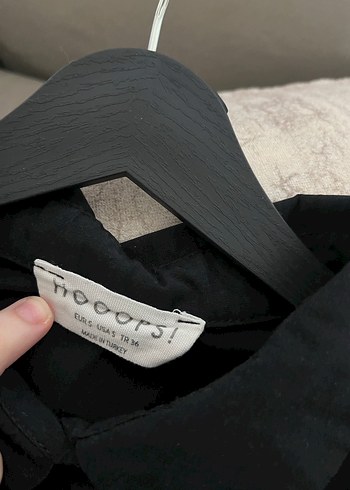 Uzun Kollu Siyah Fırfırlı Uzun Elbise HOOOPSTORE markasına ait - Görsel 7