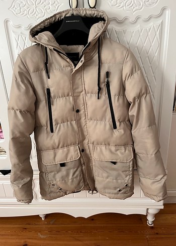 Düğmeli Bej Kadın Kışlık Mont - Görsel 2