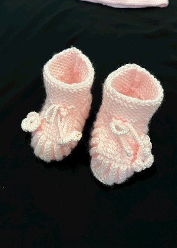 Kız Çocuk Pembe Triko Elbise Takımı - Görsel 7