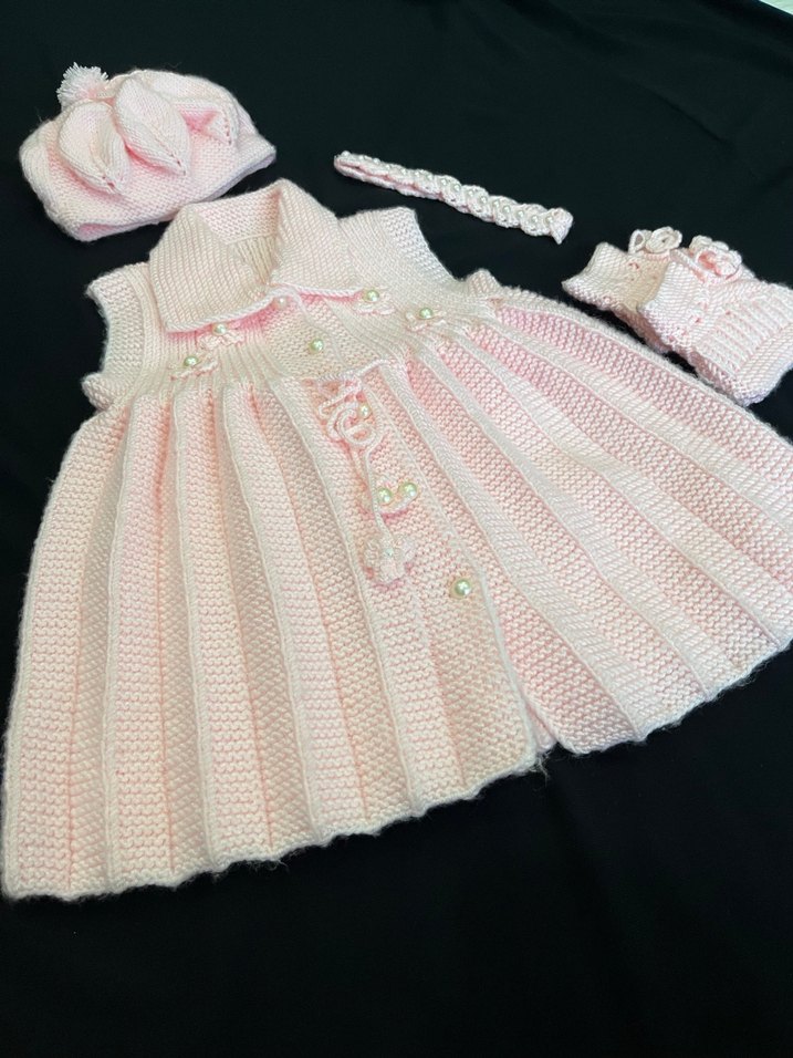 Kız Çocuk Pembe Triko Elbise Takımı - Görsel 3