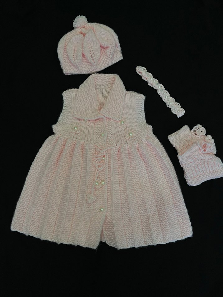 Kız Çocuk Pembe Triko Elbise Takımı - Görsel 4