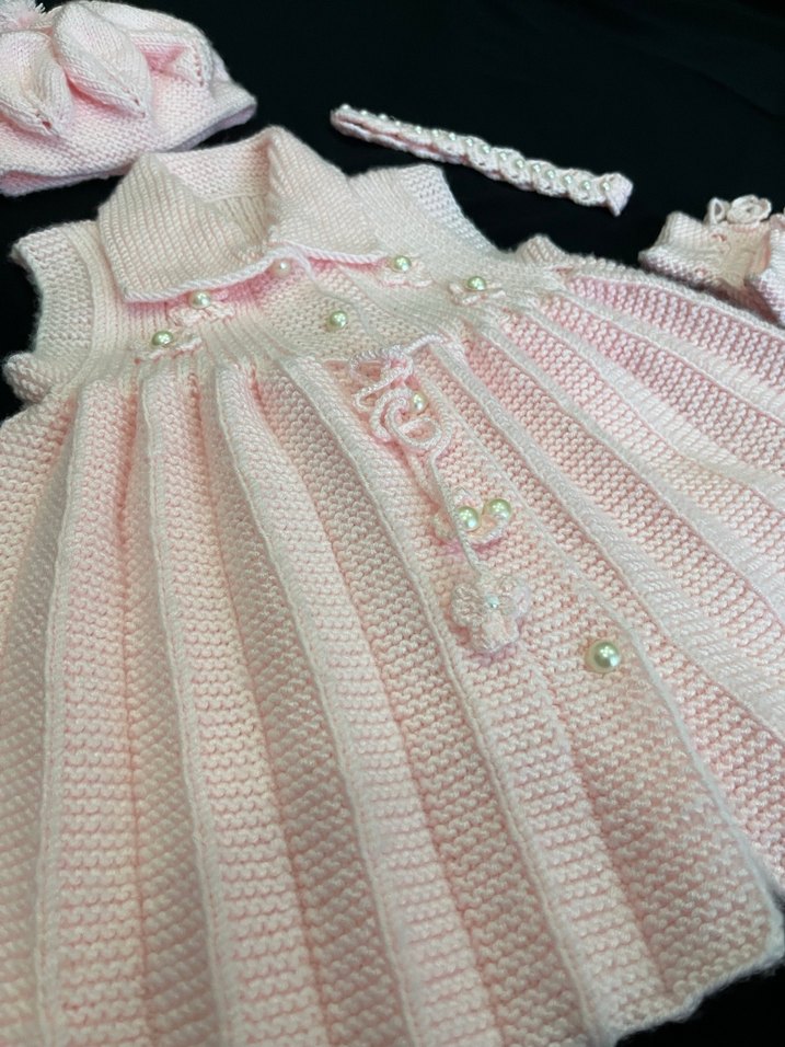 Kız Çocuk Pembe Triko Elbise Takımı - Görsel 5