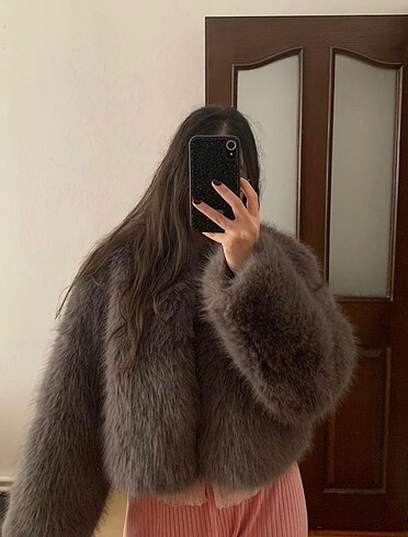 zara gri peluş kaban