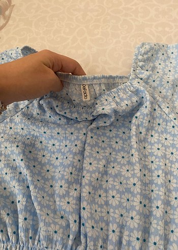 38 Beden mavi Renk Mavi çiçekli Bohem Midi Elbise yazlık
