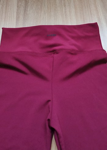 Bordo Kadın Slim Fit Spor Tayt şardonlu - Görsel 3