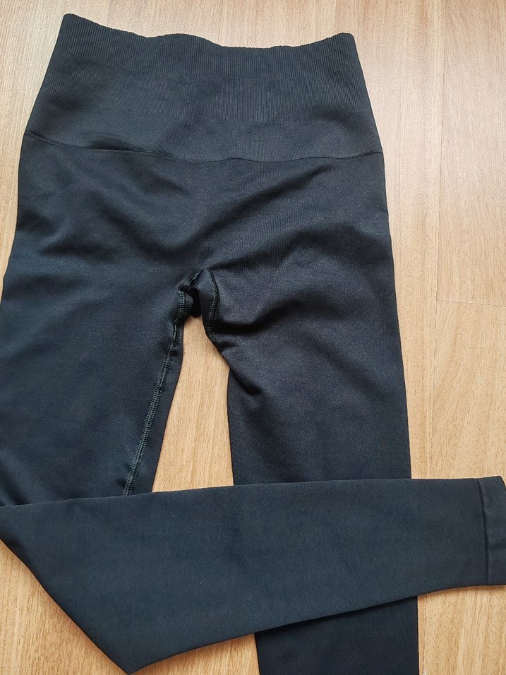 Düz Siyah Kadın Tayt push up - Görsel 2