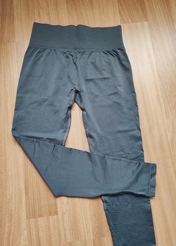 Gri Kadın Spor Tayt - Midi Boy, Elastik Bel - Görsel 2