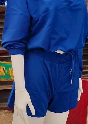 Mavi Mini Eşofman Takımı Yüksek Yakalı - Görsel 2