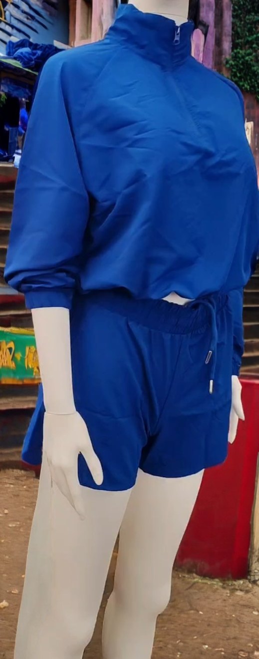 Mavi Mini Eşofman Takımı Yüksek Yakalı - Görsel 2