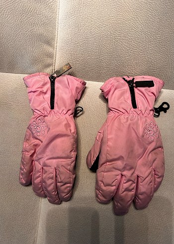 Fermuarlı Pembe Kız Çocuk Kayak Eldiveni  pembe olang marka - Görsel 2