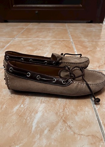 37 Beden Bej Süet Kadın loafer Ayakkabı