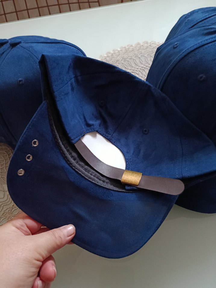 Düğmeli Lacivert Süet Kadın Şapka - Görsel 4