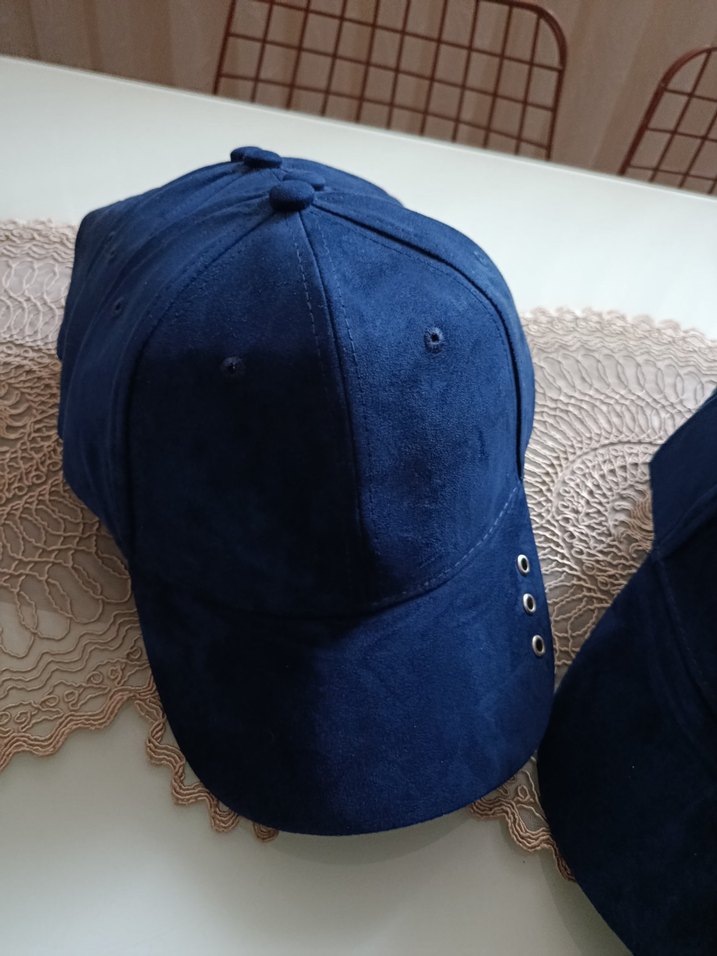 Düğmeli Lacivert Süet Kadın Şapka - Görsel 2