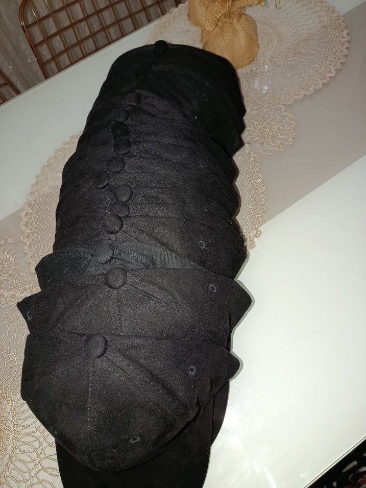 Siyah Süet Kadın Şapka Velcro Ayarlı - Görsel 4