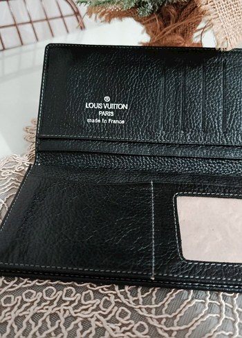 Siyah Nakışlı Deri Kadın Portföy Cüzdan - Görsel 5