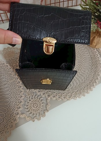 Siyah Yılan Derisi Desenli Vintage - Görsel 3