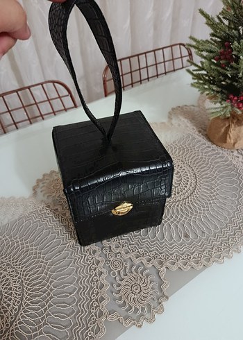 Siyah Yılan Derisi Desenli Vintage - Görsel 2