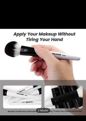 18 Parça Beyaz Saplı Premium Makyaj Fırça Seti - Görsel 6