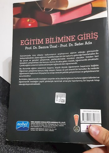 Eğitim Bilimine Giriş Nobel Yayınları Semra Ünal Sefer Ada