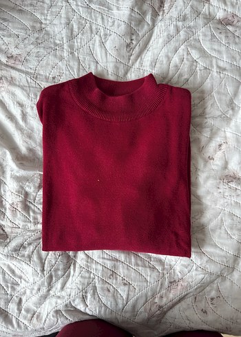 Erkek çocuk Bordo Boğazlı Kazak - Görsel 2