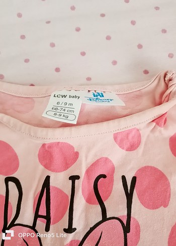 Kız Çocuk Pembe Daisy Baskılı Fırfırlı Tişört - Görsel 2