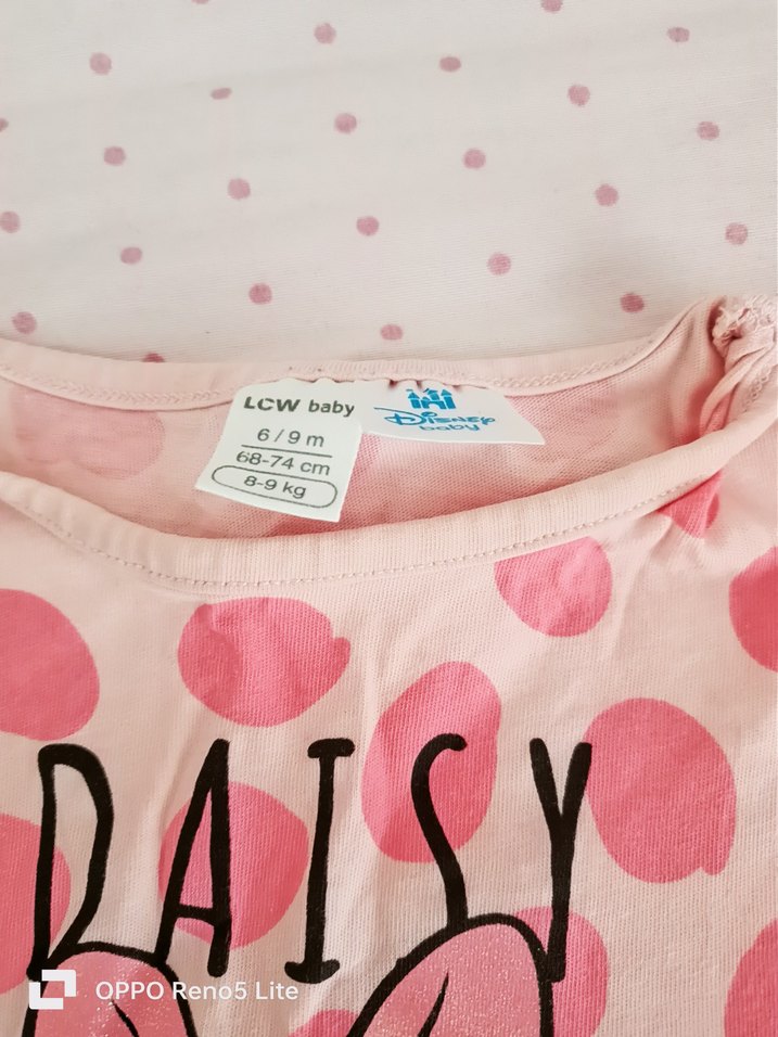 Kız Çocuk Pembe Daisy Baskılı Fırfırlı Tişört - Görsel 2