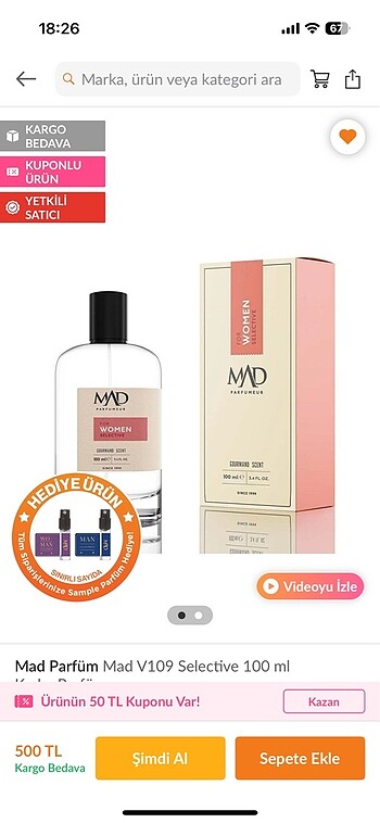 Diğer mad parfüm v109 100 ml v 109