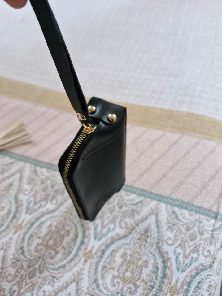 Siyah Deri Fermuarlı Kadın Portföy Cüzdan - Görsel 2